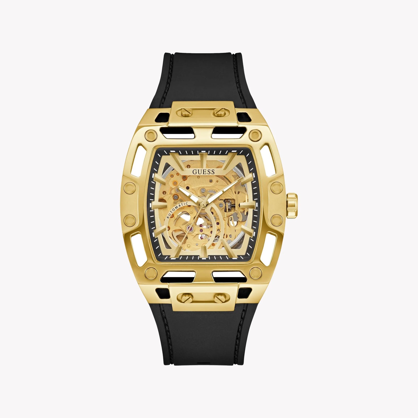 GUESS Men's Gold/Black Stainless Steel Automatic Watch | GW0980G2 by i-watch