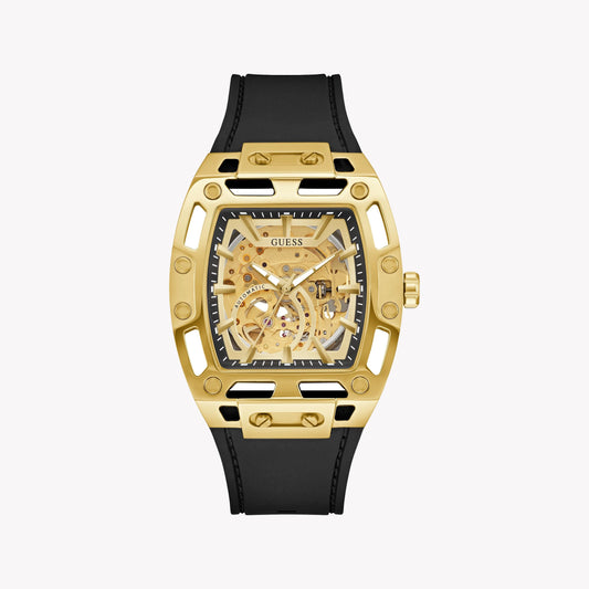 GUESS Men's Gold/Black Stainless Steel Automatic Watch | GW0980G2