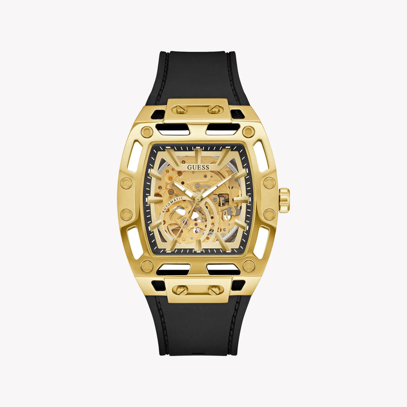 GUESS Men's Gold/Black Stainless Steel Automatic Watch | GW0980G2 by i-watch