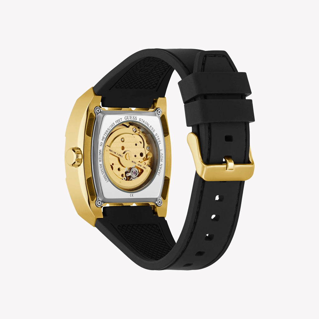 GUESS Men's Gold/Black Stainless Steel Automatic Watch | GW0980G2