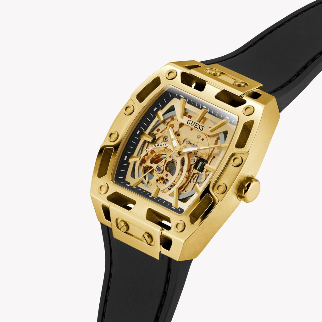 GUESS Men's Gold/Black Stainless Steel Automatic Watch | GW0980G2