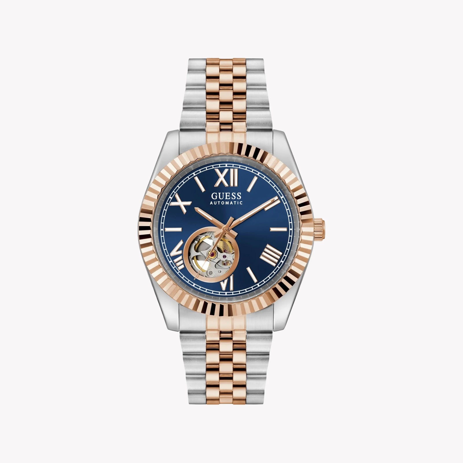 GUESS Men's Recycled Steel Silver/Rose Gold Watch | GW0984G5 by i-watch