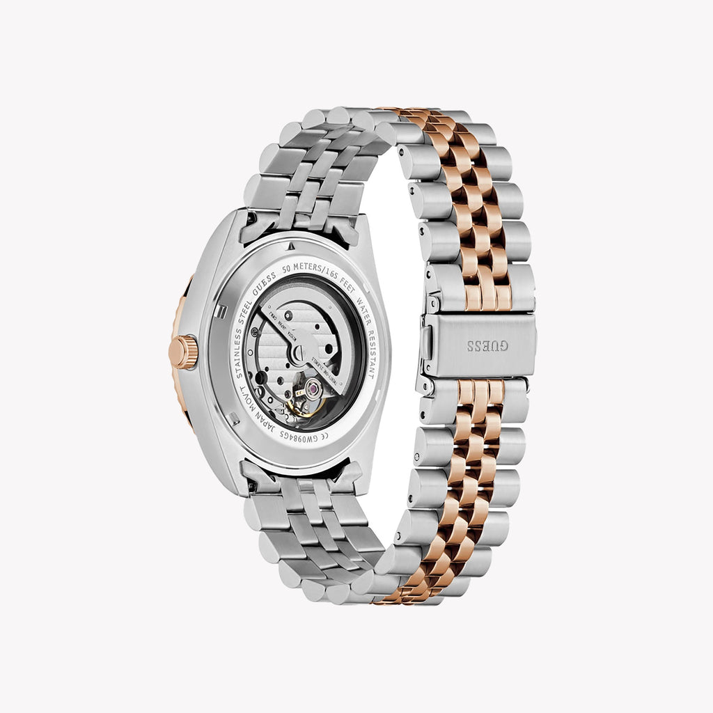 GUESS Men's Recycled Steel Silver/Rose Gold Watch | GW0984G5