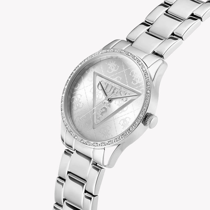 GUESS Women's Recycled Steel Silver Watch | GW0987L1