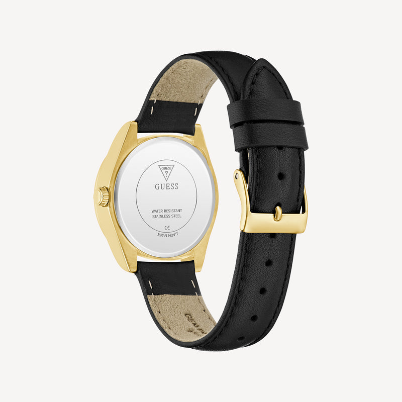 GUESS Ladies Black and Gold Tone Analog Watch