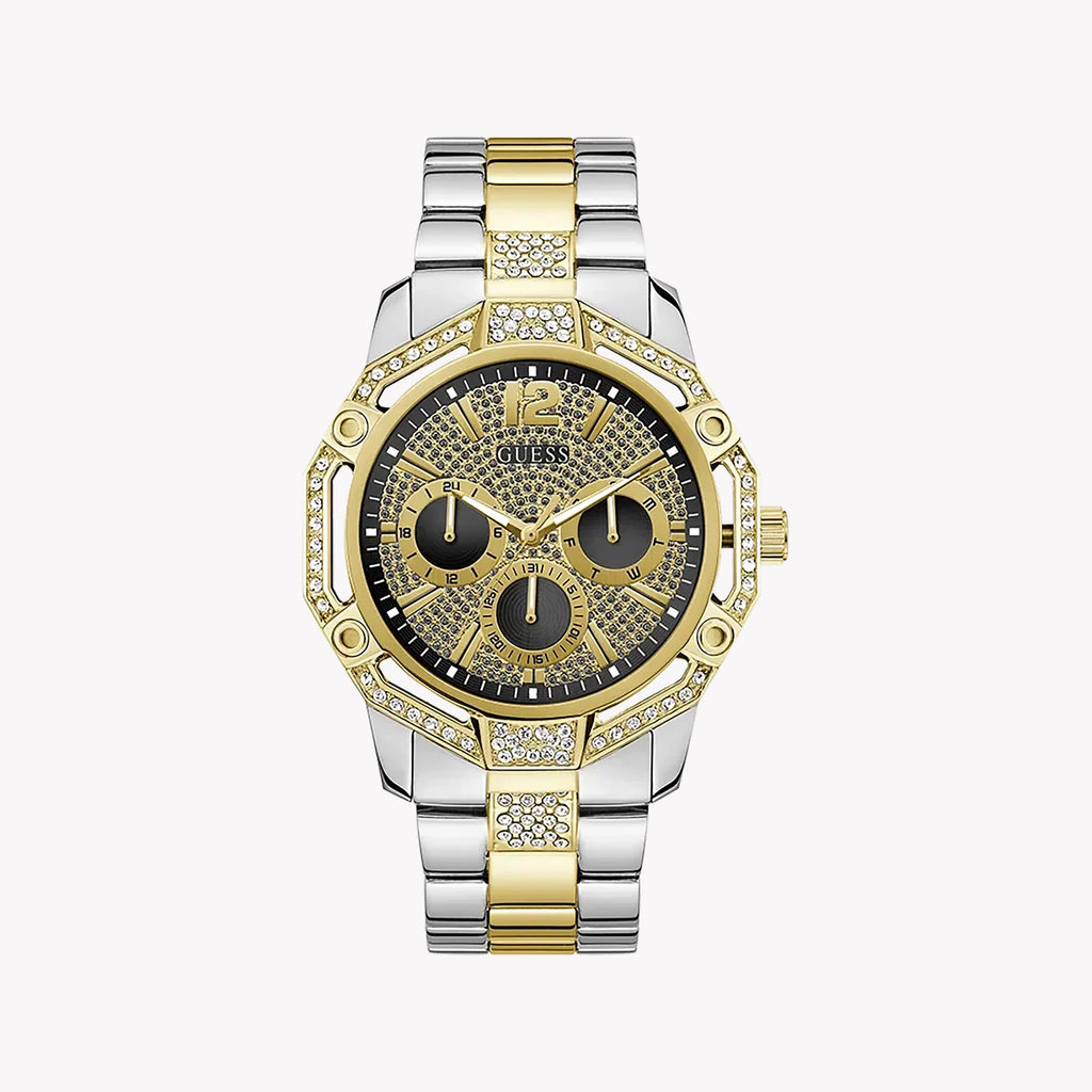 GUESS Men's Silver & Gold Watch, Multicolor Dial | GW0990G4