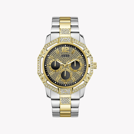 GUESS Men's Silver & Gold Watch, Multicolor Dial | GW0990G4