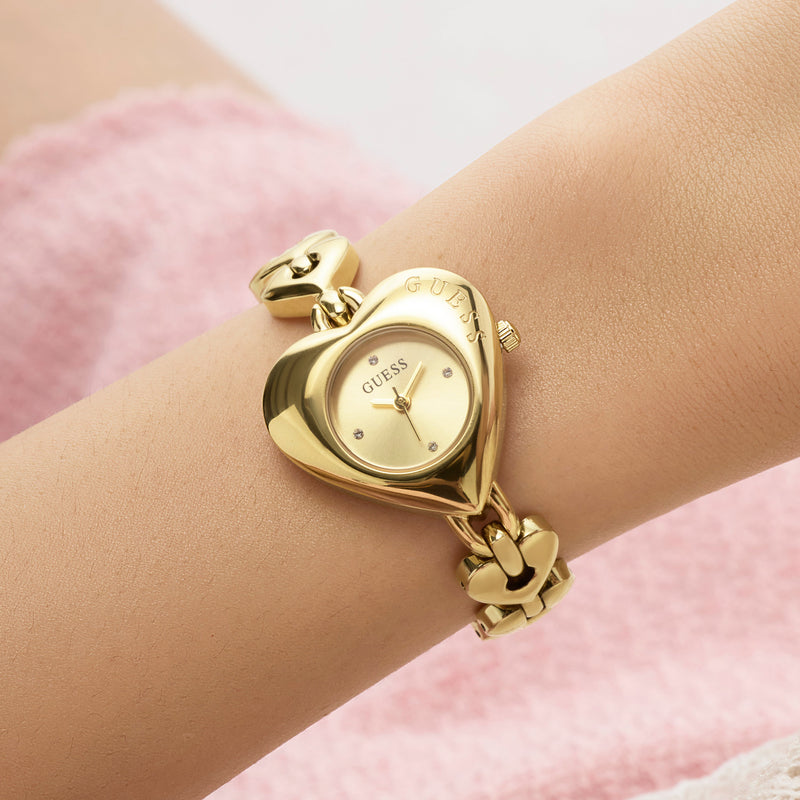 GUESS Ladies Valerie Gold Tone Analog Watch