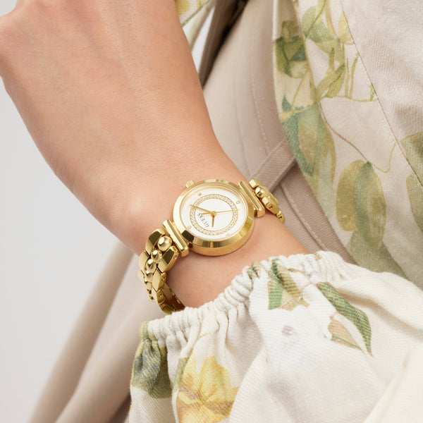 GUESS Leena Gold-Tone Beaded Analog Watch