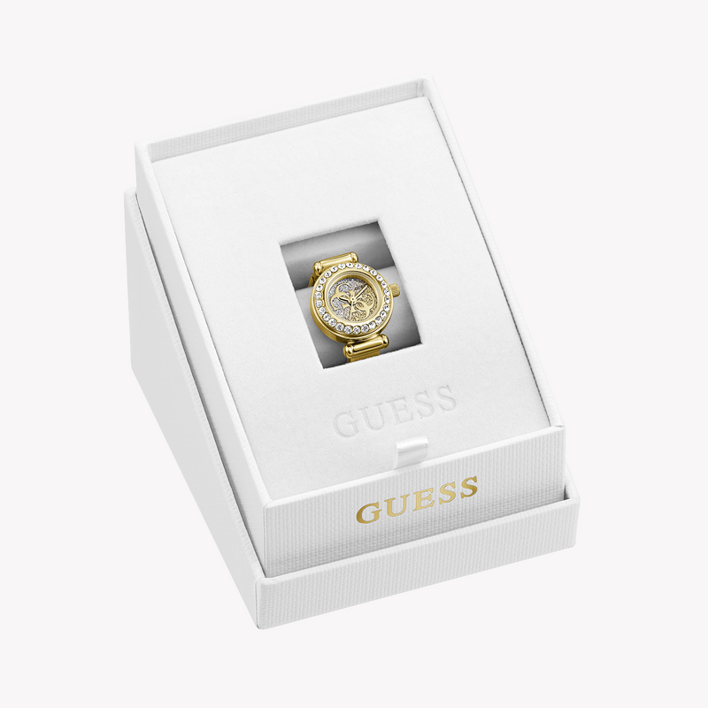 GUESS Ladies Small Anna Gold Tone Analog Watch Ring