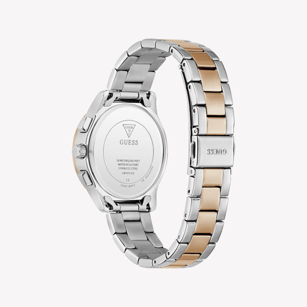 Guess Women's Watch Silver & Rose Gold Tone Case Teal Dial Multifunction Quartz