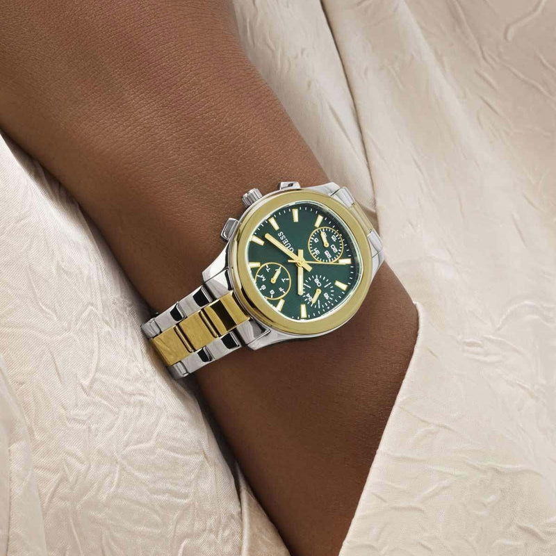 Guess Birdie Green Dial Two-Tone Stainless Steel Strap Women's Watch