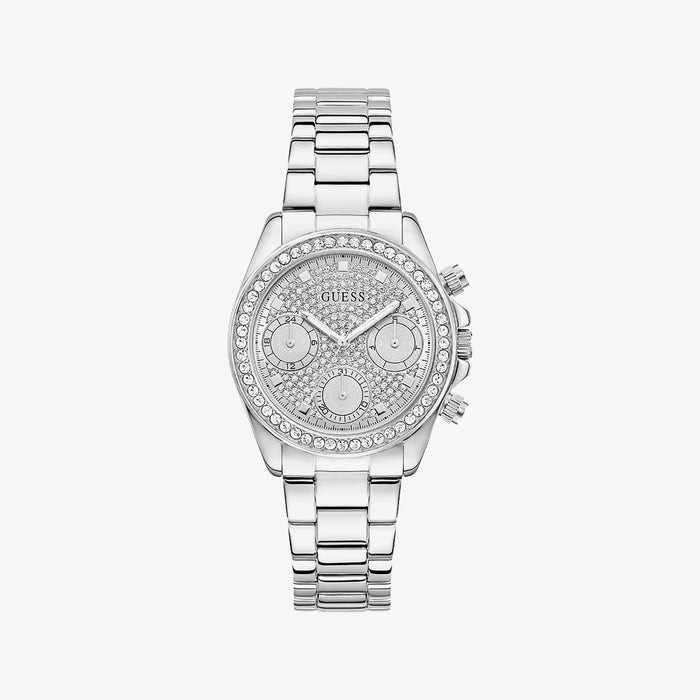 GUESS Ladies Victoria Silver Tone Analog Watch