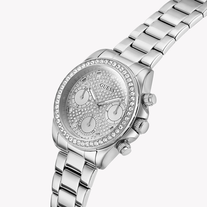 GUESS Ladies Victoria Silver Tone Analog Watch