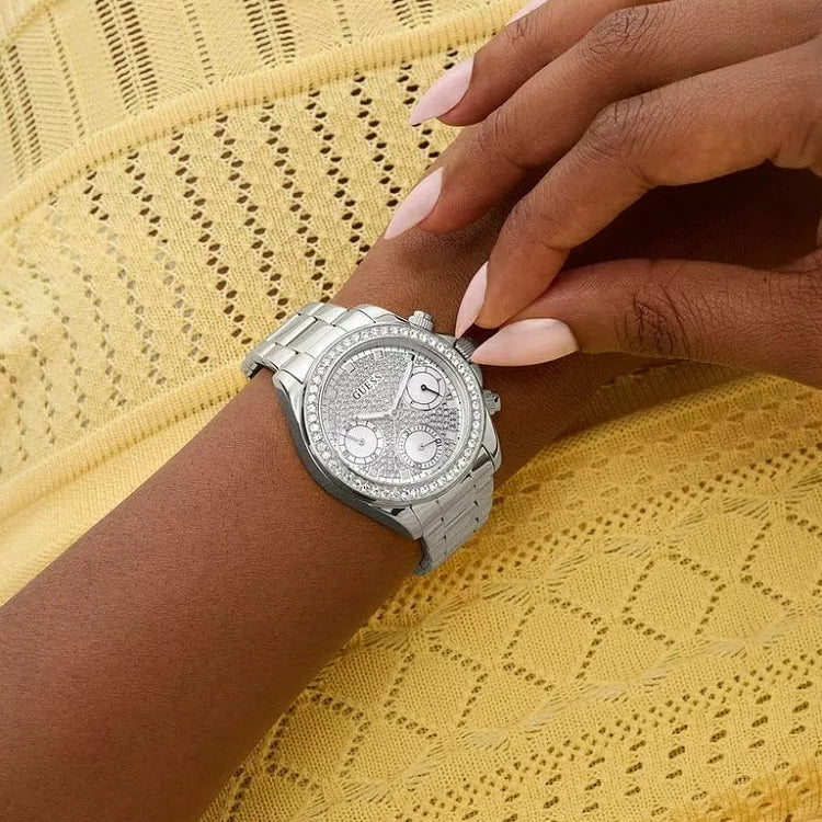 GUESS Ladies Victoria Silver Tone Analog Watch