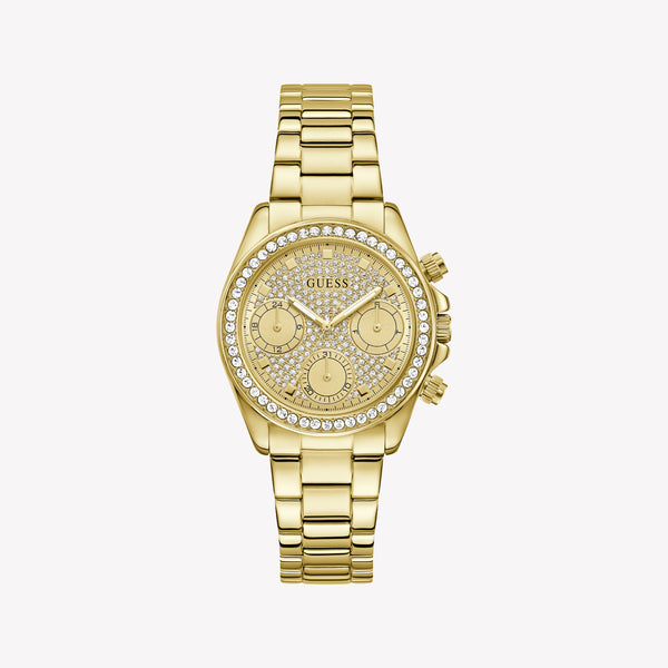 GUESS Ladies Victoria Gold Tone Multi-Function Watch