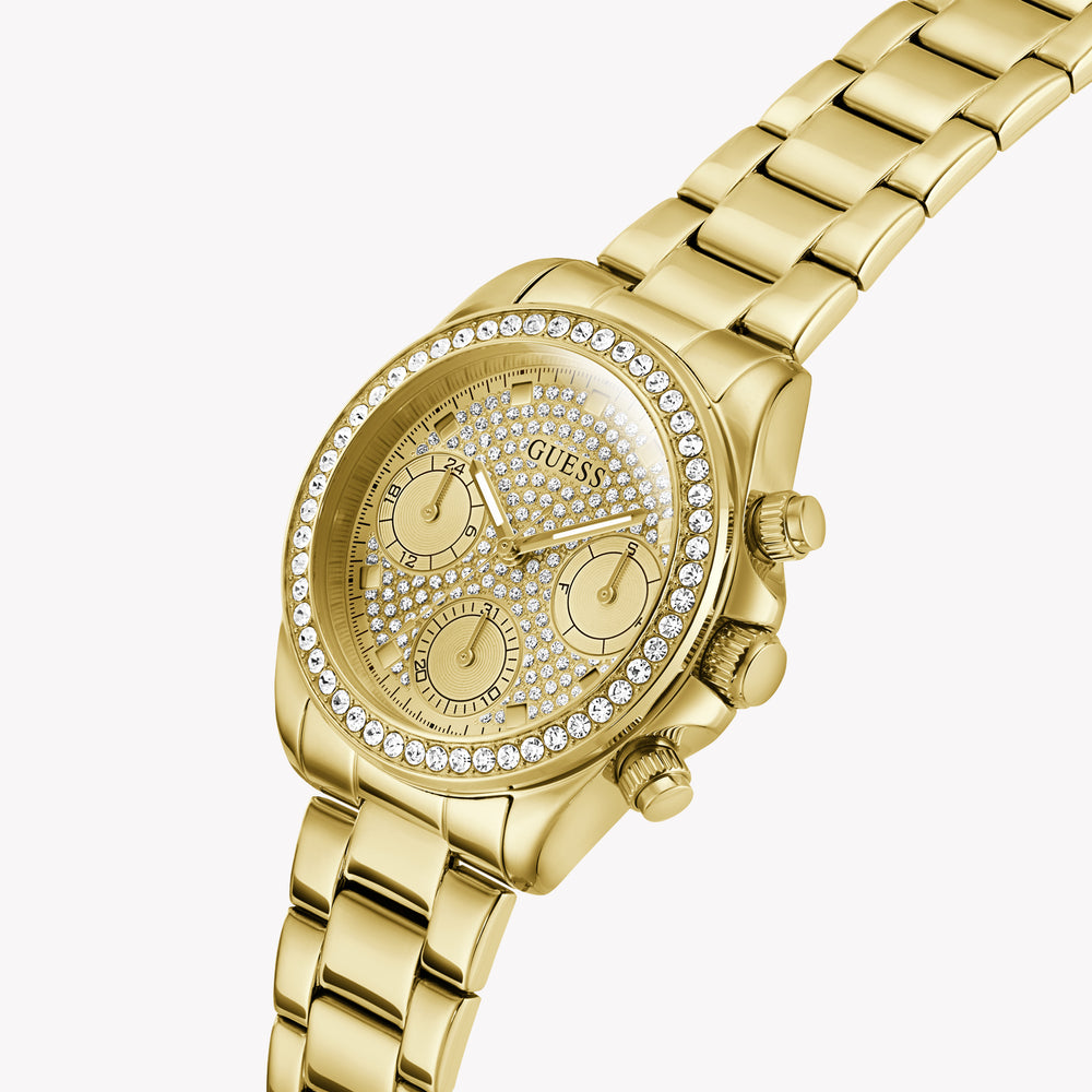 GUESS Ladies Victoria Gold Tone Multi-Function Watch