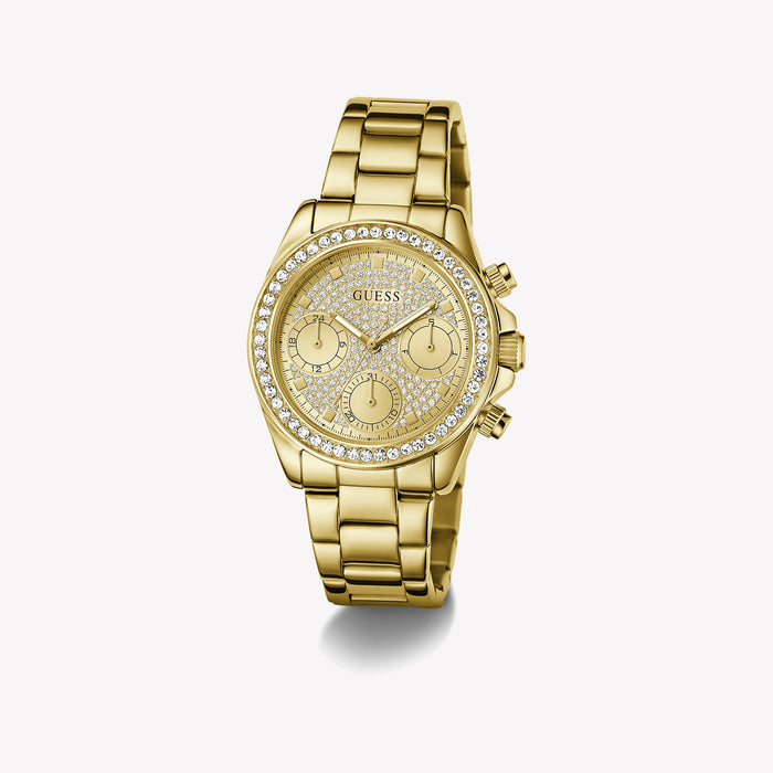 GUESS Ladies Victoria Gold Tone Multi-Function Watch