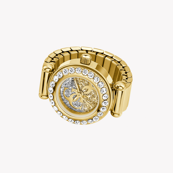 GUESS Ladies Large Anna Gold Tone Analog Watch Ring