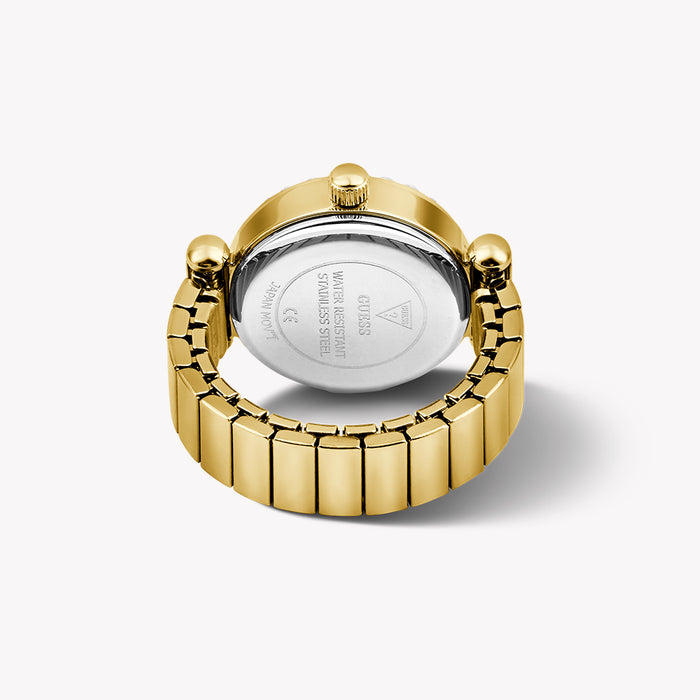 GUESS Ladies Large Anna Gold Tone Analog Watch Ring
