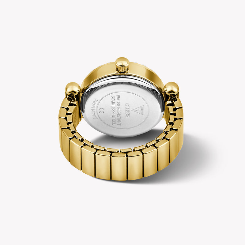 GUESS Ladies Large Anna Gold Tone Analog Watch Ring