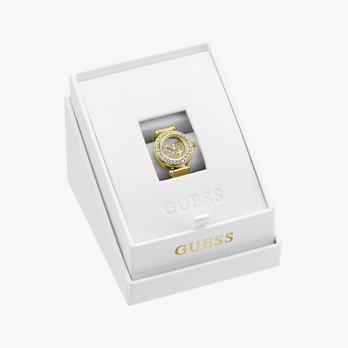 GUESS Ladies Large Anna Gold Tone Analog Watch Ring