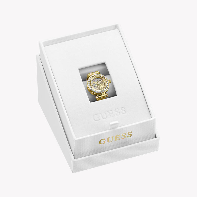 GUESS Ladies Large Anna Gold Tone Analog Watch Ring