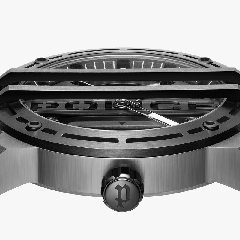 Police Men's Black Leather Watch, Stainless Steel Case | Pewgb0039840 by i-watch