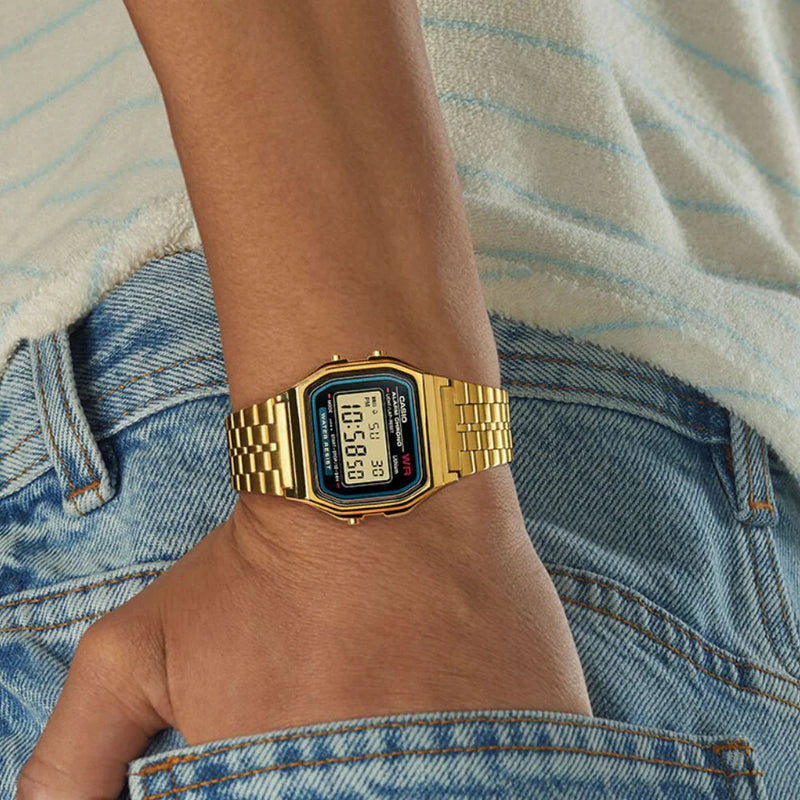 Casio Unisex Gold Resin Watch, Stainless Steel Band | A159wgea-1