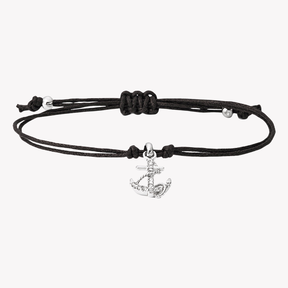 Fossil Jewels Women's Brown & Silver Bracelet, Anchor Motif with Crystals | JA6493040