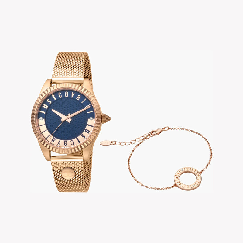 Just Cavalli Women's Rose Gold Watch, Blue Dial | Jc1l133m0085 by i-watch