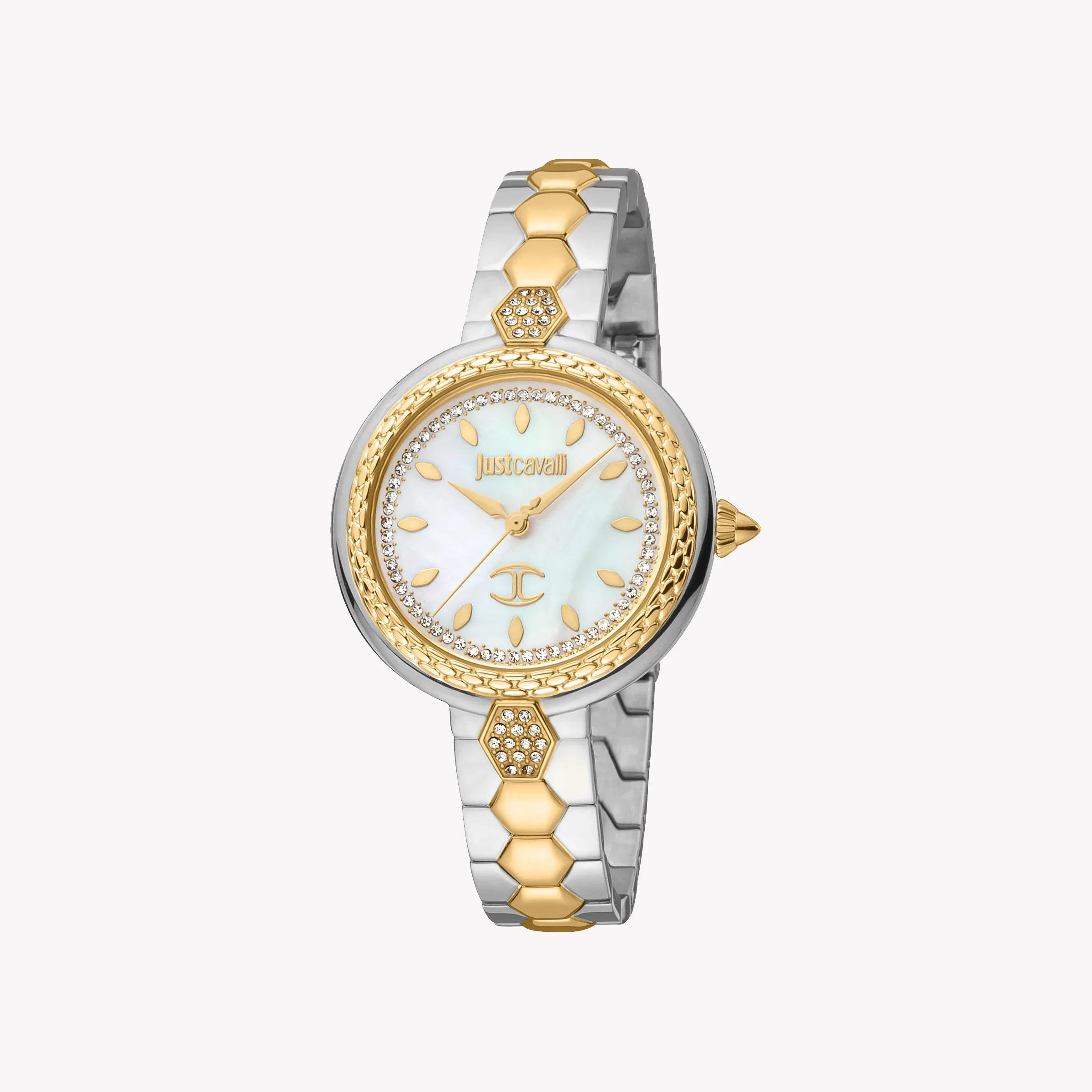 JUST CAVALLI Women's Watch with Silver & Gold Stainless Steel Case and Silver & Gold Stainless Steel Band