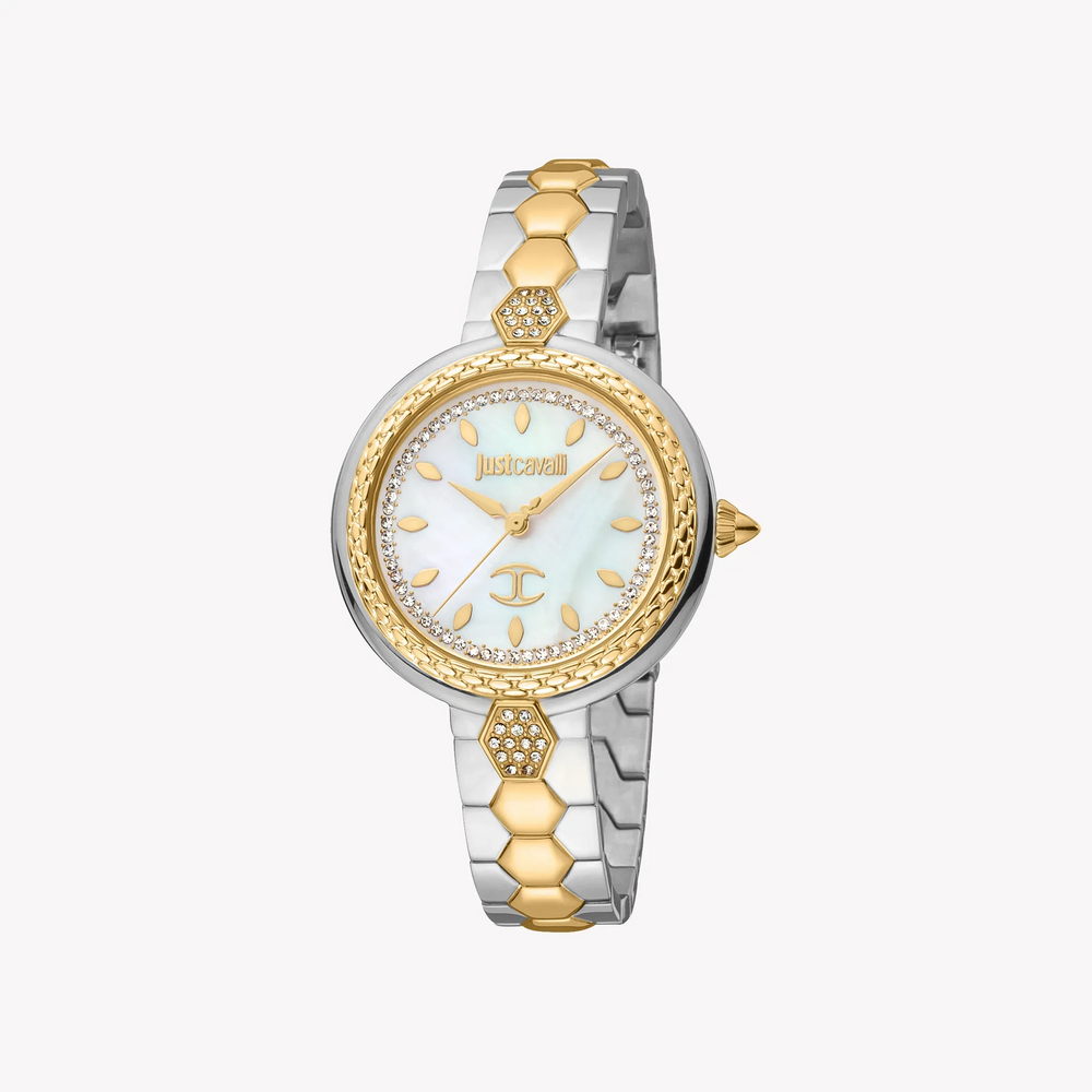 Just Cavalli Women's Silver & Gold Stainless Steel Watch, Silver & Gold Case And Band | Jc1l205m0085 by i-watch