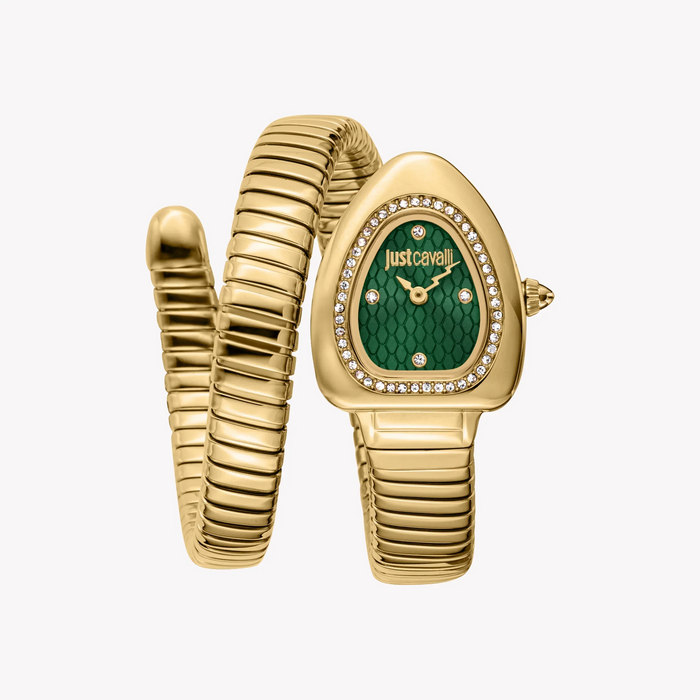Just Cavalli Women's Gold Stainless Steel Watch, Green Dial | Jc1l249m0035