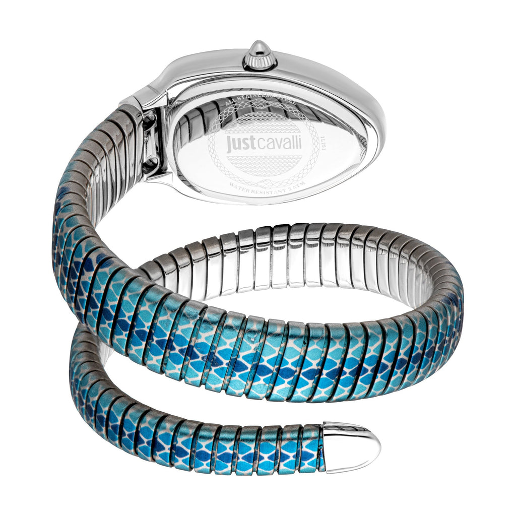 JUST CAVALLI Women's Watch with Silver Stainless Steel Case and Silver & Baby Blue Stainless Steel Band-i-Watch-3