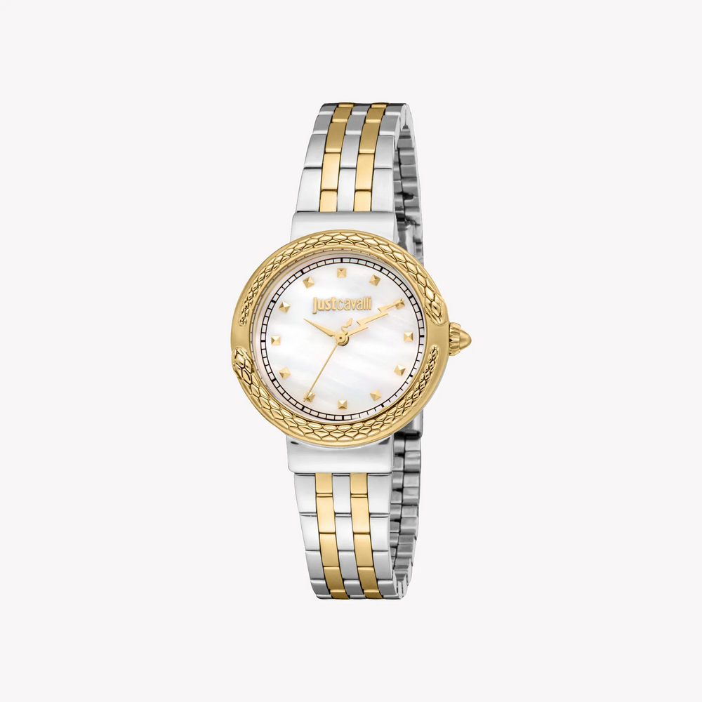 Just Cavalli Women's Two Tone Silver & Gold Watch, Mother Of Pearl Dial | Jc1l311m0055 by i-watch