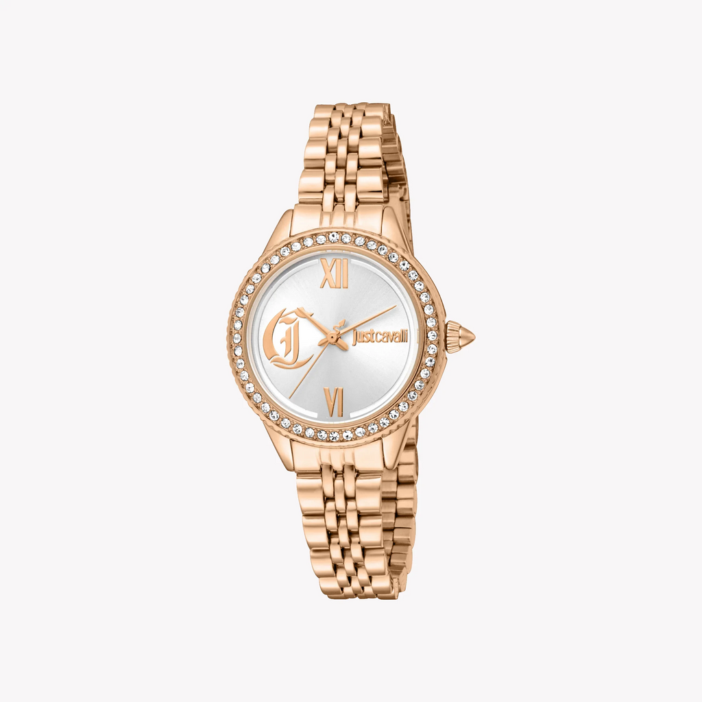 JUST CAVALLI Women's Watch with Rose Gold Alloy Steel Case and Rose Gold Stainless Steel Band