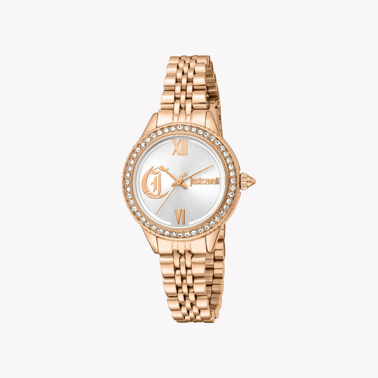 Just Cavalli Women's Rose Gold Alloy Steel Watch, Silver Dial | JC1L316M0075