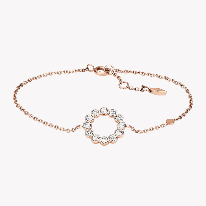 Fossil Women's Rose Gold Bracelet, PavÃ© Crystals | JF02742791