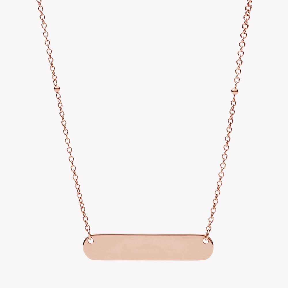 Fossil Women's Rose Gold-Tone Necklace, Engraveable Plaque | JF02901791