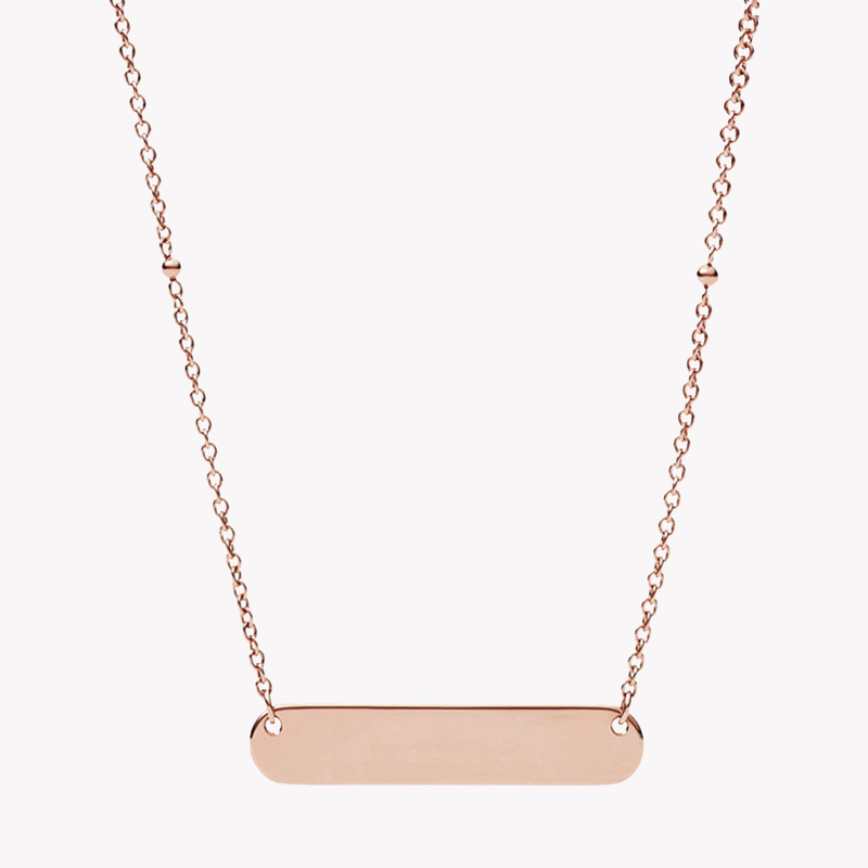 Fossil Women's Rose Gold-Tone Necklace, Engraveable Plaque | JF02901791