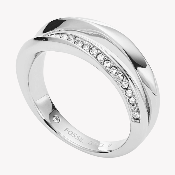 Fossil Women's Silver Ring, Cubic Zirconia Details | JF03019040508