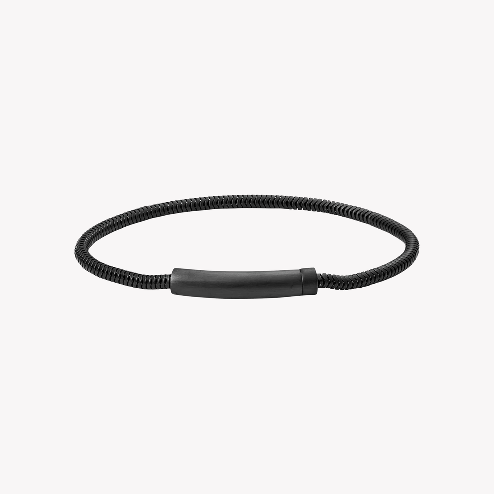 Fossil Men's Black Bracelet, Steel Cord Chain | JF03099001