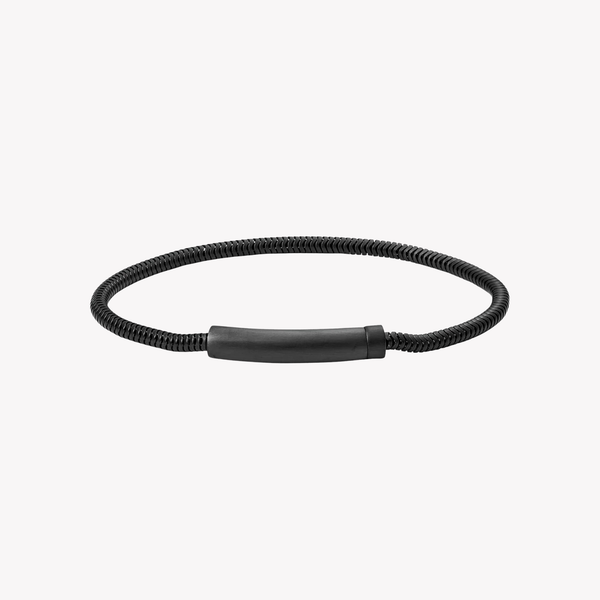 Fossil Men's Black Bracelet, Steel Cord Chain | JF03099001