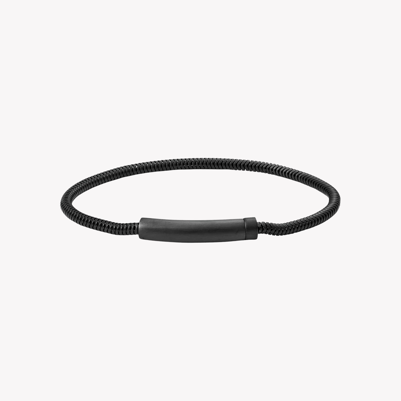 Fossil Men's Black Bracelet, Steel Cord Chain | JF03099001
