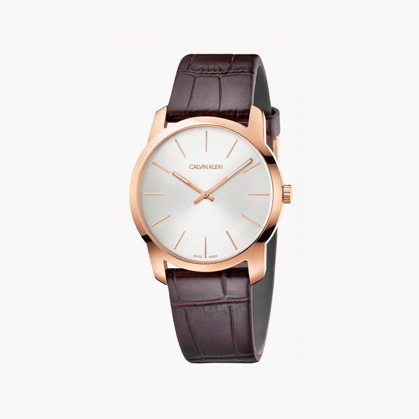 Calvin Klein Men's Ss/Rose Gold, Leather/Brown | K2g226g6 by i-watch