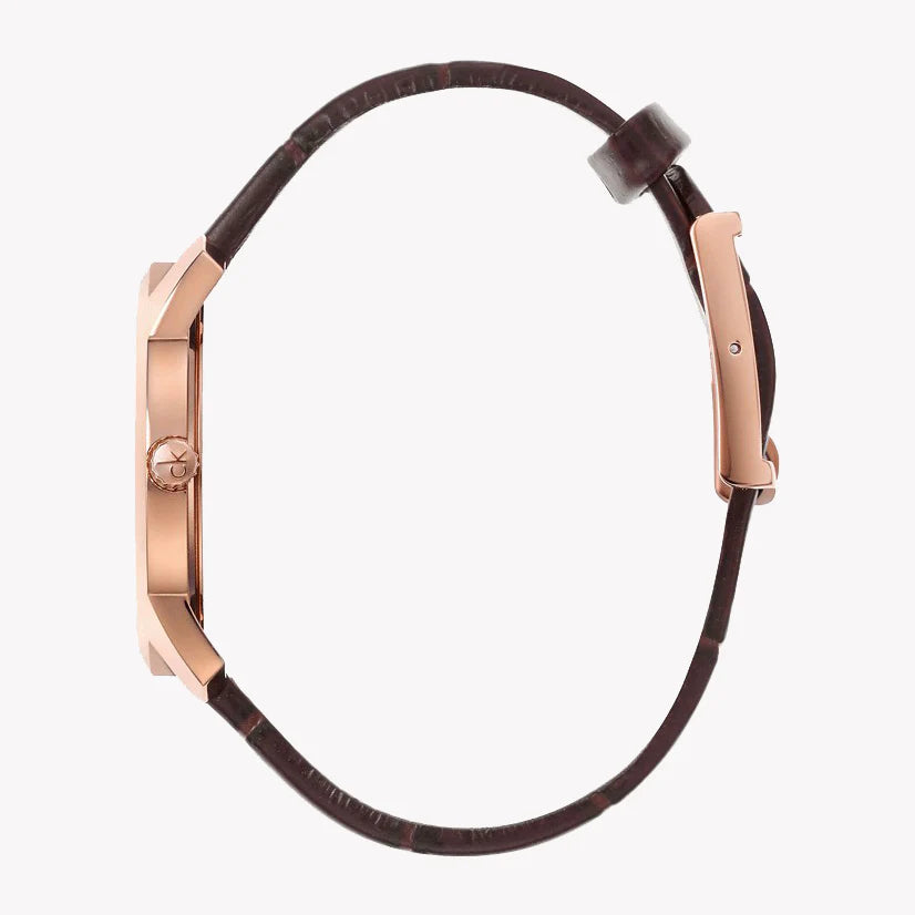Calvin Klein Men's Ss/Rose Gold, Leather/Brown | K2g226g6 by i-watch