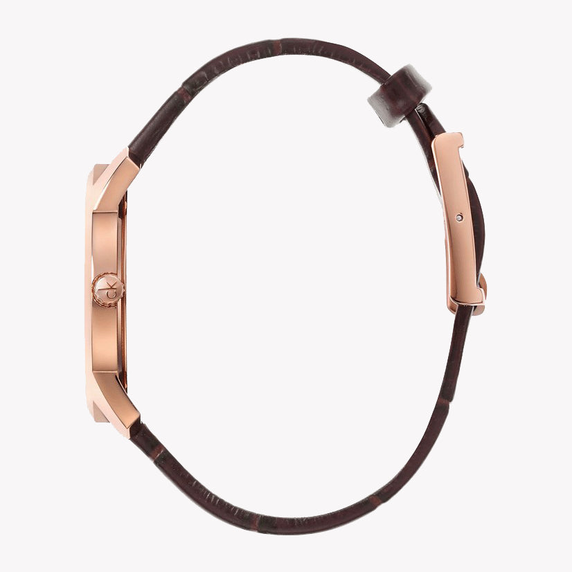 Calvin Klein Men's Ss/Rose Gold, Leather/Brown | K2g226g6