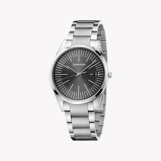 CK Calvin Klein Men's Silver Silicone Watch, Grey Dial | K4N21143