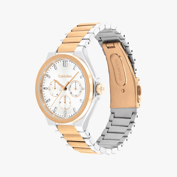 Ck Calvin Klein Women's Silver/Rose Gold Watch, Silver Dial | 25100052 by i-watch